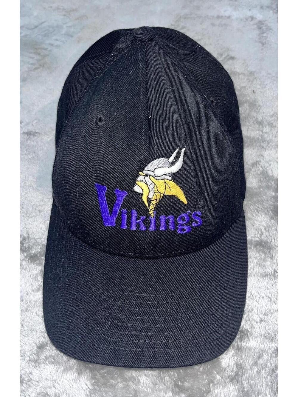 RARE Minnesota Vikings LIDS Wool Blend Fitted Hat X/XL Black Vintage
